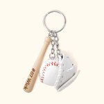 Personalisierte Multicolor Baseballschläger Baseballhandschuh Schlüsselanhänger Tasche Zubehör mit eingraviertem Namen Team Trainer Geschenk für Baseb