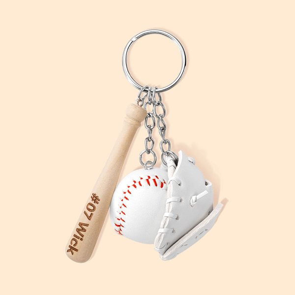 Personalizzato Multicolor Baseball Bat Baseball Glove Keychain Borsa Accessori con nome inciso Squadra Allenatore Regalo per gli amanti dello sport de