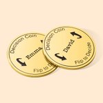 Personligt parbeslutsmynt Flip Coin Kopparmynt Graverat med text Alla hjärtans dag present Jubileumspresent till honom hennes pojkvän flickvän