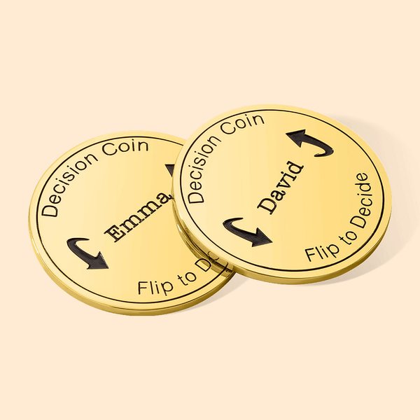 Henkilökohtainen pari päätös kolikon Flip Coin kupari kolikko kaiverrettu tekstillä Ystävänpäivä lahja vuosipäivä lahja hänelle hänen poikaystävänsä t
