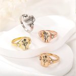 Personalised Engraved Family Birth Flower Bouquet Sterling Silver Ring Adorned with Zircon Birthday Mother's Day for Women