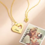 Personligt kärlekshjärthalsband Mor och dotter halsband Uppsättning av 2 unika mors dag gåvor för henne mamma dotter smycken