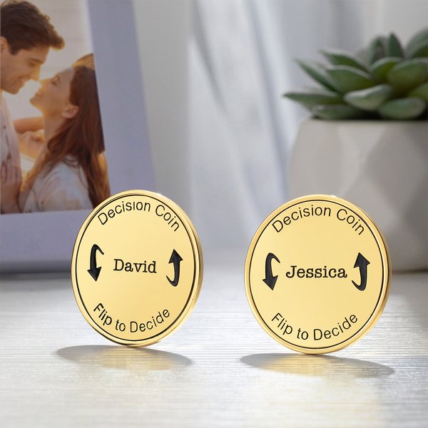 Pièce de Monnaie de Décision en Cuivre Personnalisée Gravure Texte Cadeau de St-Valentin Anniversaire pour Couple