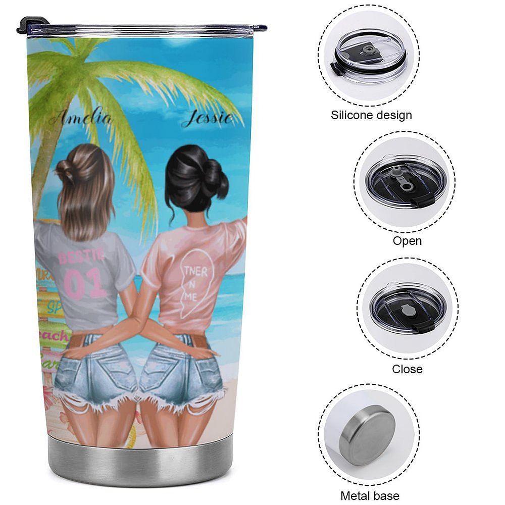 Personalizado Besties Viaje Playa Vacaciones Alcohol Bebida Fiesta 20oz Vaso Cumpleaños Regalo A Mi Amigo 8