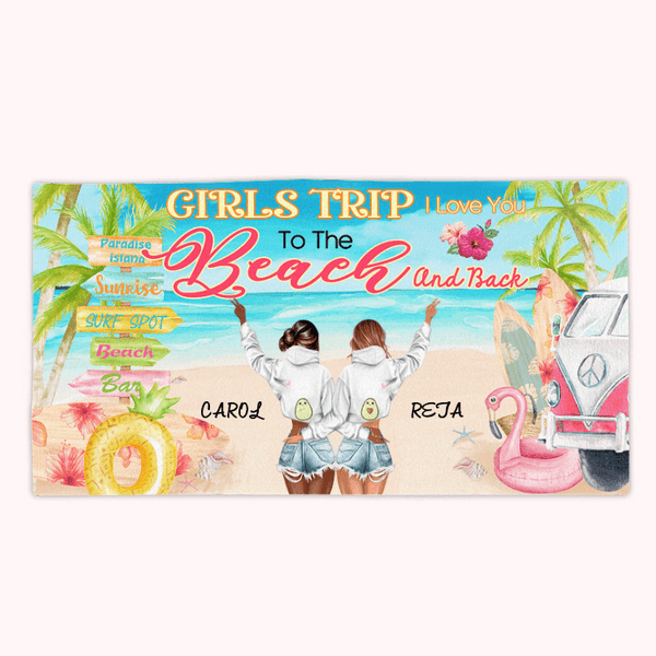 Personnalisé Girls Trip I Love You To The Beach And Back Hippie Bus Beach Girl Beach Towel Quick Drying Sand Resistant Soul Sister Gift