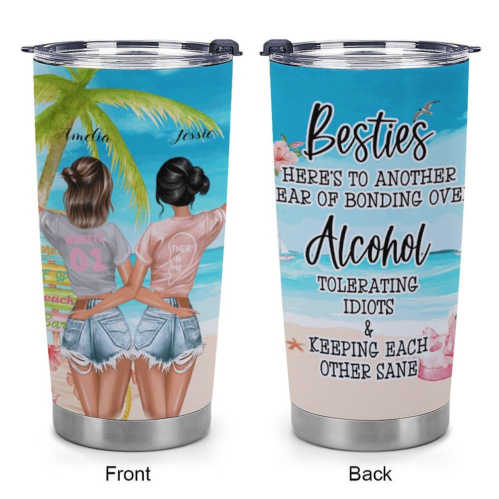 Personalizado Besties Viaje Playa Vacaciones Alcohol Bebida Fiesta 20oz Vaso Cumpleaños Regalo A Mi Amigo 6