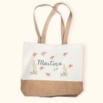 Personalisierte Wiederverwendbare Blumen Tragetasche mit Namen Tote Bag Wertschätzung Abschluss Geschenk für Lehrende Damen