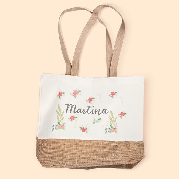 Personalisierte Wiederverwendbare Blumen Tragetasche mit Namen Tote Bag Wertschätzung Abschluss Geschenk für Lehrende Damen