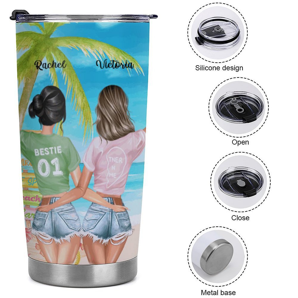 Vaso de 20oz Personalizado Girls Trip I Love You To The Beach And Back Island Vacation Cumpleaños Bestie Gift 8
