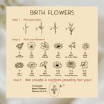Personalised Engraved Family Birth Flower Bouquet Sterling Silver Ring Adorned with Zircon Birthday Mother's Day for Women