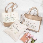 Personalized Floral Tote Bag Reusable Bag with Name Appreciation Graduation Gift for Teacher Woman