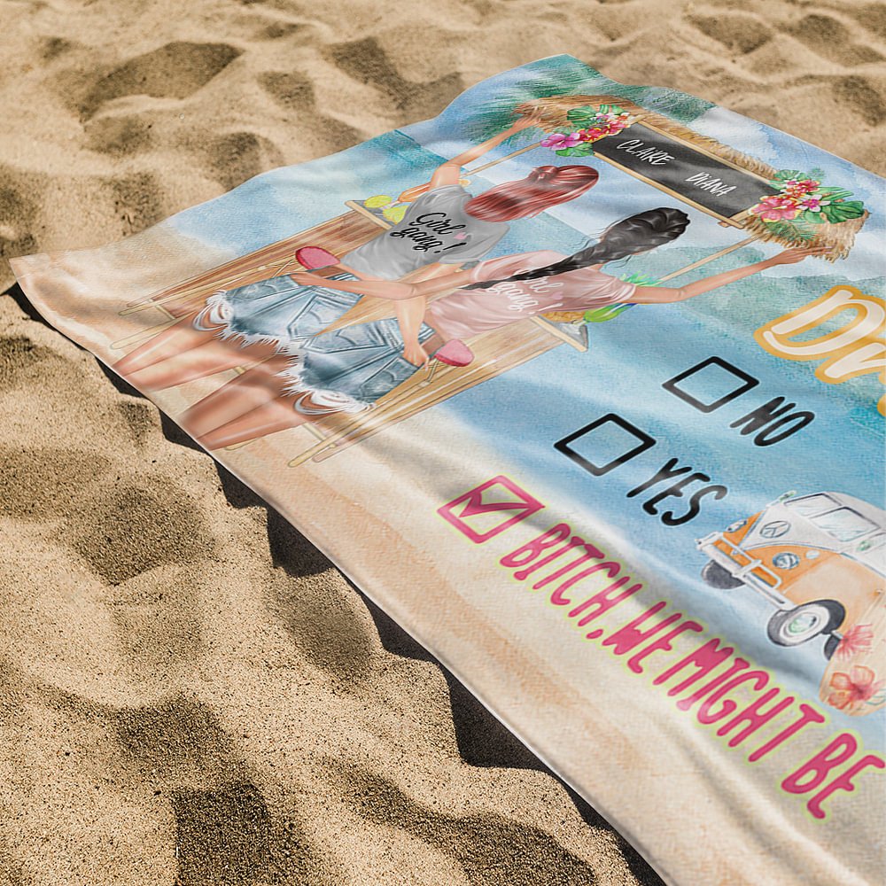 Toalla de Playa Personalizada Fashion Girl Are We Drunk Toalla de Playa Soul Suave Resistente a la Arena Regalo de Hermana Regalo de Amistad Fácil de  3