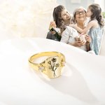Personalised Engraved Family Birth Flower Bouquet Sterling Silver Ring Adorned with Zircon Birthday Mother's Day for Women