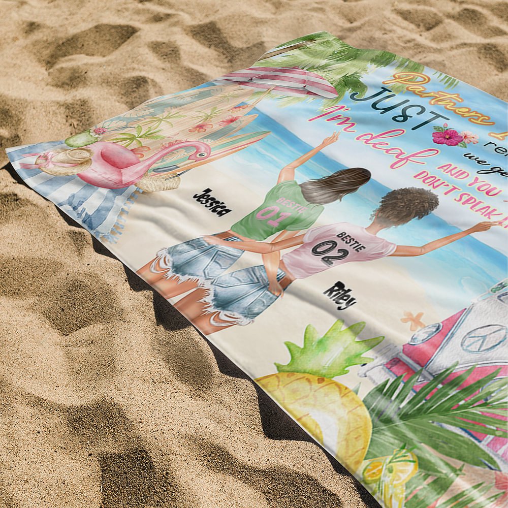Compañeros en el crimen personalizados Recuerda que si nos pillan yo soy sordo y tú no hablas inglés Toalla de playa Resistente a la arena Regalo de A 3