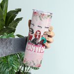 Personalized Bestie Quotes Best Friend Forever Never Apart Straight Skinny Tumbler Gift for Sister