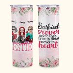 Personalized Bestie Quotes Best Friend Forever Never Apart Straight Skinny Tumbler Gift for Sister