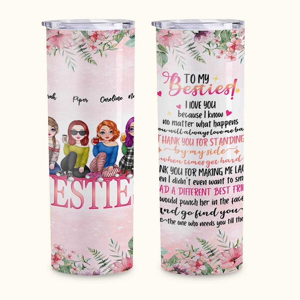 Personalisierte Bestie Zitate aufrichtiges Bekenntnis zu Schwestern Freunde Blume Hintergrund gerade Skinny Becher Geschenk für Schwester