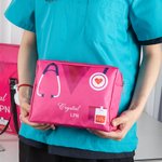 Personalized Stethoscope Canvas Nurse Tote Bag with Name and Multiple Compartments Nurse Week Appreciation Graduation Gift for RN CNA Medical Staff
