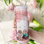 Personalisierte beste Freunde für immer nie auseinander Liebe Baum gerade Skinny Becher Geschenk für Schwester