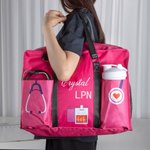 Personalized Stethoscope Canvas Nurse Tote Bag with Name and Multiple Compartments Nurse Week Appreciation Graduation Gift for RN CNA Medical Staff