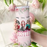 Personalized Bestie Quotes Best Friend Forever Never Apart Straight Skinny Tumbler Gift for Sister