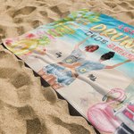 Toalla de playa personalizada Summer Beach Girl Hippie Bus Are We Drunk Resistente a la arena Regalo de cumpleaños de secado rápido Soul Sister Gift 3