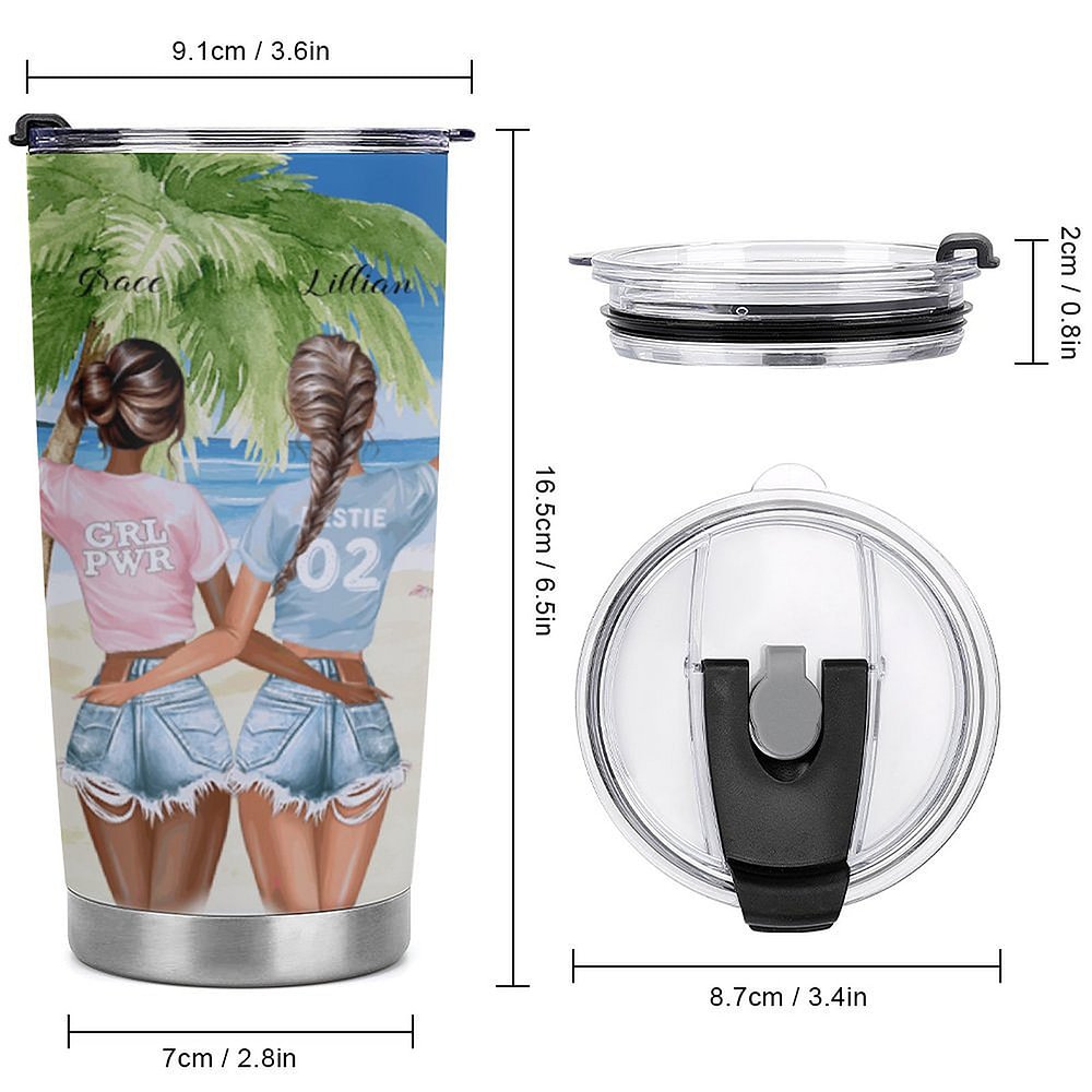 Vaso Personalizado Bestie Beber Juntos Verano Playa Picnic Vacaciones 20oz Vaso Bestie Regalo para Bebidas Calientes y Frías 7