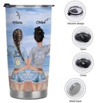 Personalizowany kubek na gorące i zimne napoje We're Sister By Heart Girls Trip With Natural Scenery 20oz Tumbler Bestie Gift