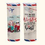 Personalized Besties Will Always Be Connected By Heart Straight Skinny Tumbler Gift for Sister
