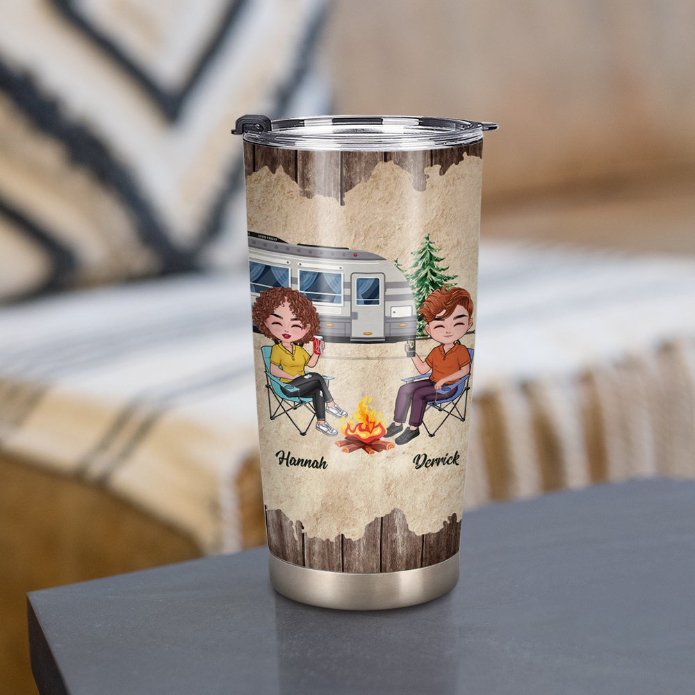 Personalized Husband And Wife Camping Partners For Life 20oz Tumbler for Hot and Cold Drinks Anniversary Gift for Couple 2