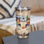 Personalized Husband And Wife Camping Partners For Life 20oz Tumbler for Hot and Cold Drinks Anniversary Gift for Couple 2