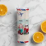 Personalized Besties Will Always Be Connected By Heart Straight Skinny Tumbler Gift for Sister