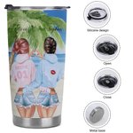 Personalized Bestie Vacation We're Sage And Hood Wish A Mufuka Would Hibiscus Flowers 20oz Tumbler Gift for Best Friend