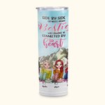 Personliga Bestie Citat Besties kommer alltid att vara anslutna av hjärtat Lake Straight Skinny Tumbler Present till syster
