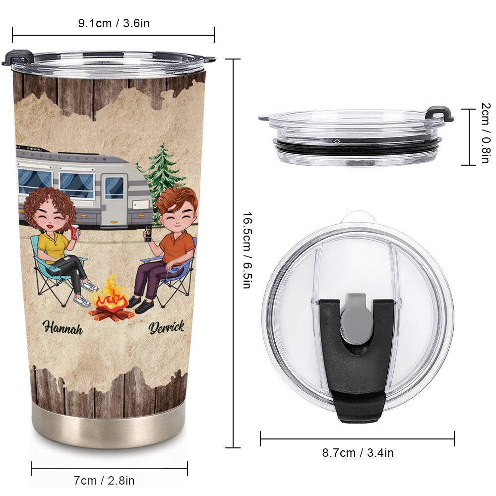 Personalized Husband And Wife Camping Partners For Life 20oz Tumbler for Hot and Cold Drinks Anniversary Gift for Couple 6