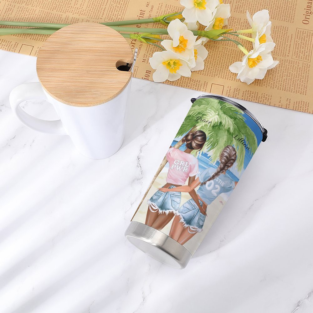 Vaso Personalizado Bestie Beber Juntos Verano Playa Picnic Vacaciones 20oz Vaso Bestie Regalo para Bebidas Calientes y Frías 4