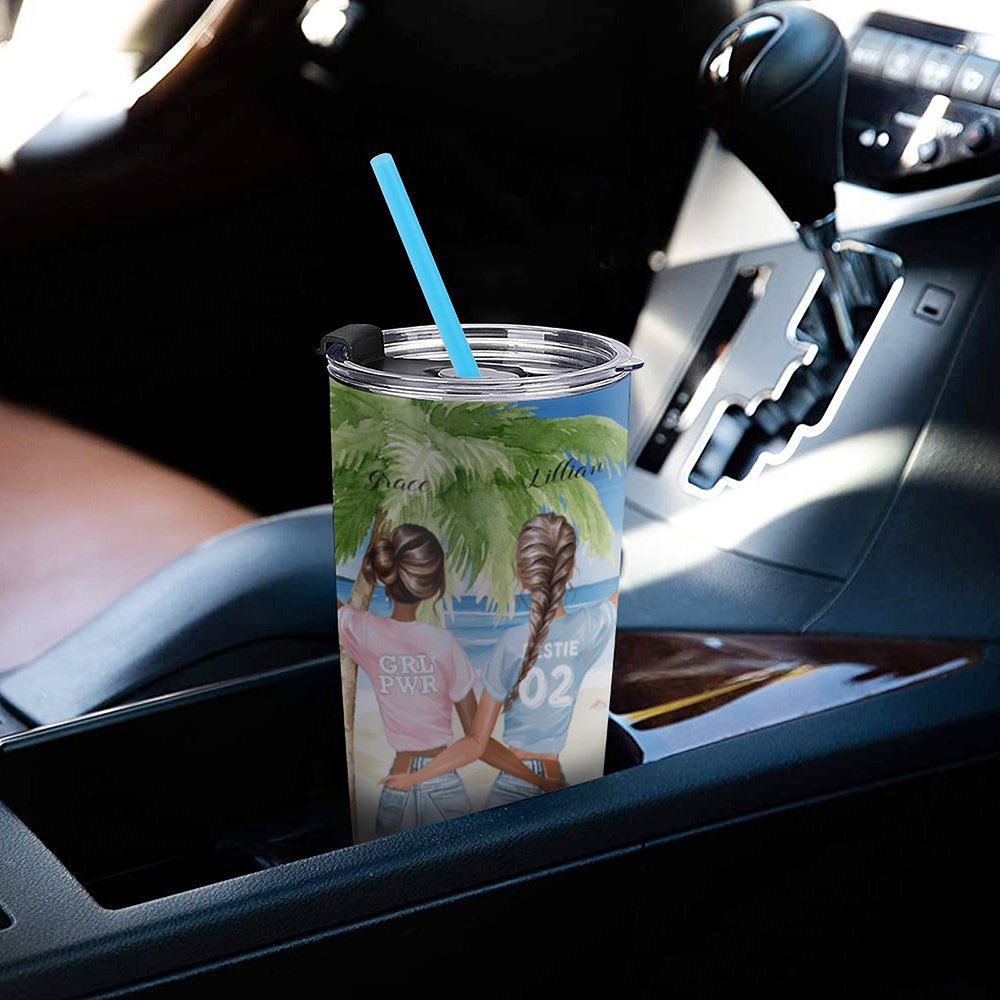 Vaso Personalizado Bestie Beber Juntos Verano Playa Picnic Vacaciones 20oz Vaso Bestie Regalo para Bebidas Calientes y Frías 2