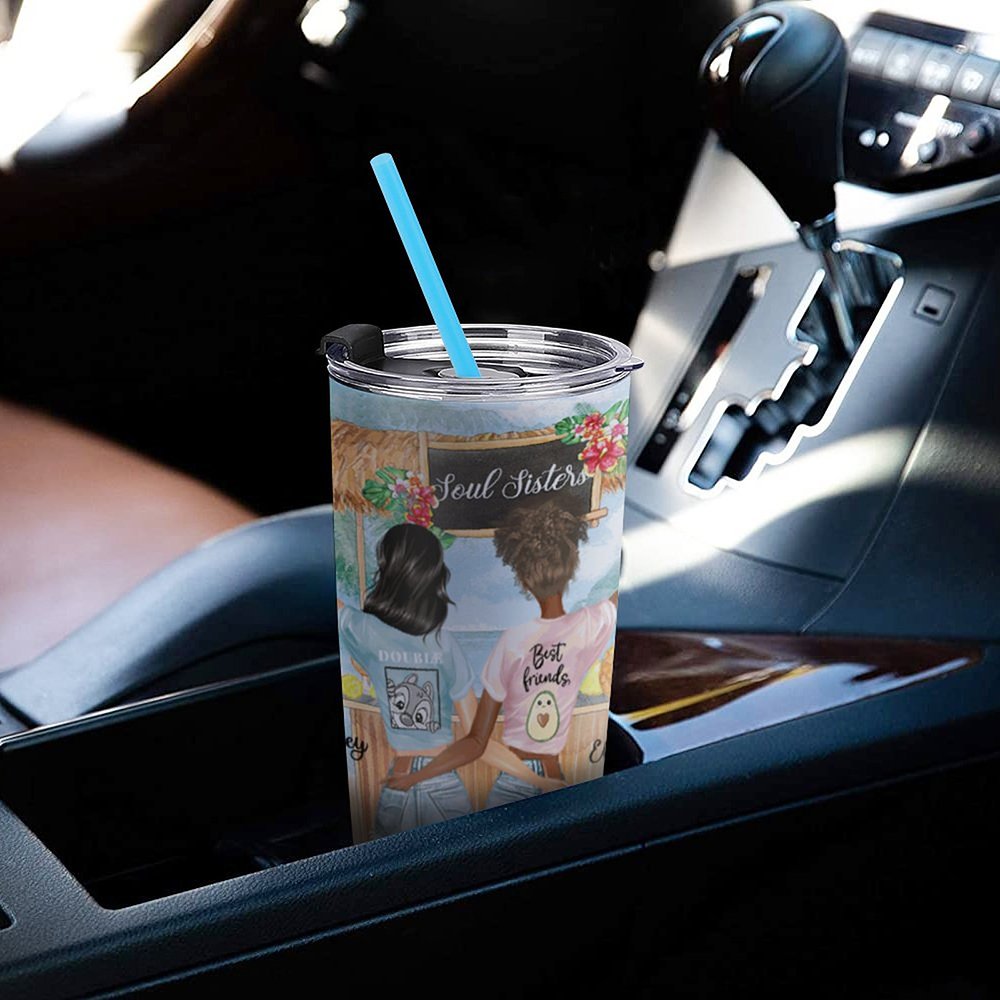 Vaso personalizado Seaside Vacation Travel With My Sister By Heart 20oz Vaso regalo para amigo uso diario 2