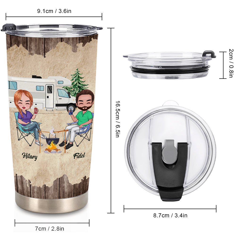 Vaso personalizado Life Is Better When You Are Camping 20oz para uso diario Regalo de cumpleaños para marido y mujer 6