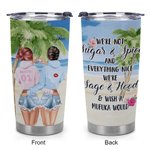 Personalized Bestie Vacation We're Sage And Hood Wish A Mufuka Would Hibiscus Flowers 20oz Tumbler Gift for Best Friend