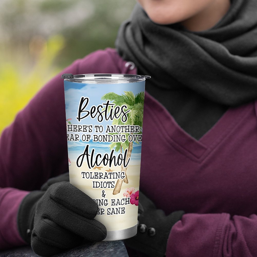 Vaso Personalizado Bestie Beber Juntos Verano Playa Picnic Vacaciones 20oz Vaso Bestie Regalo para Bebidas Calientes y Frías 5