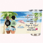 Personalized Bestie Vacation We're Sage And Hood Wish A Mufuka Would Hibiscus Flowers 20oz Tumbler Gift for Best Friend