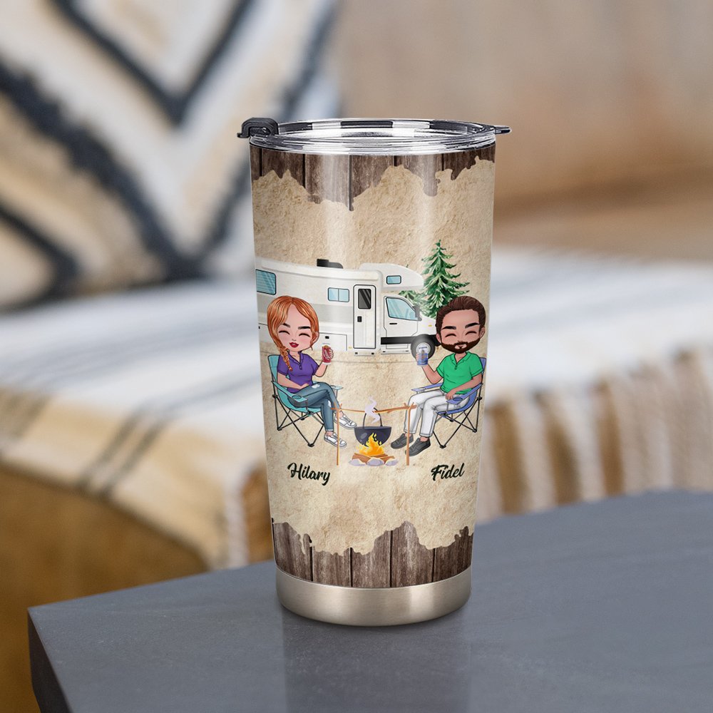 Vaso personalizado Life Is Better When You Are Camping 20oz para uso diario Regalo de cumpleaños para marido y mujer 2