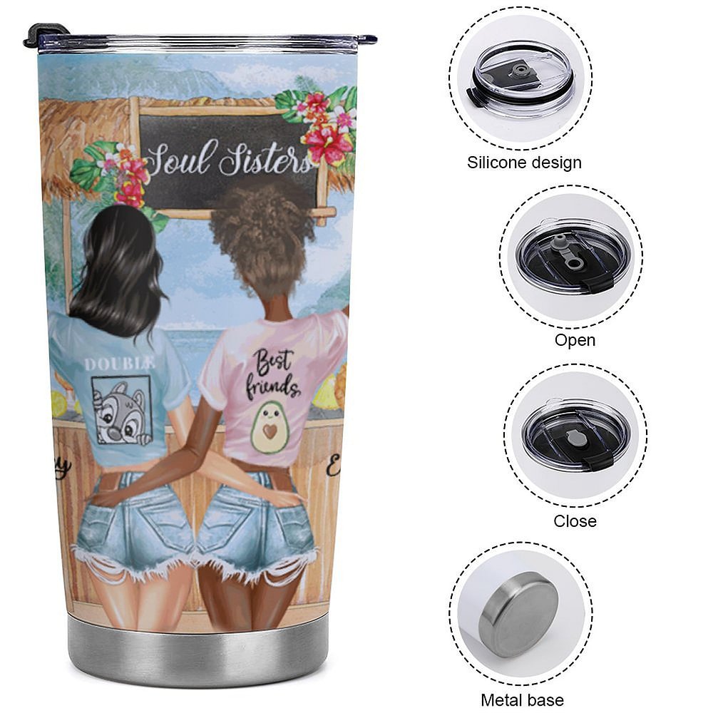 Vaso personalizado Seaside Vacation Travel With My Sister By Heart 20oz Vaso regalo para amigo uso diario 8