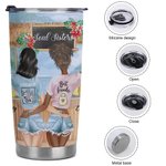 Vaso personalizado Seaside Vacation Travel With My Sister By Heart 20oz Vaso regalo para amigo uso diario 8