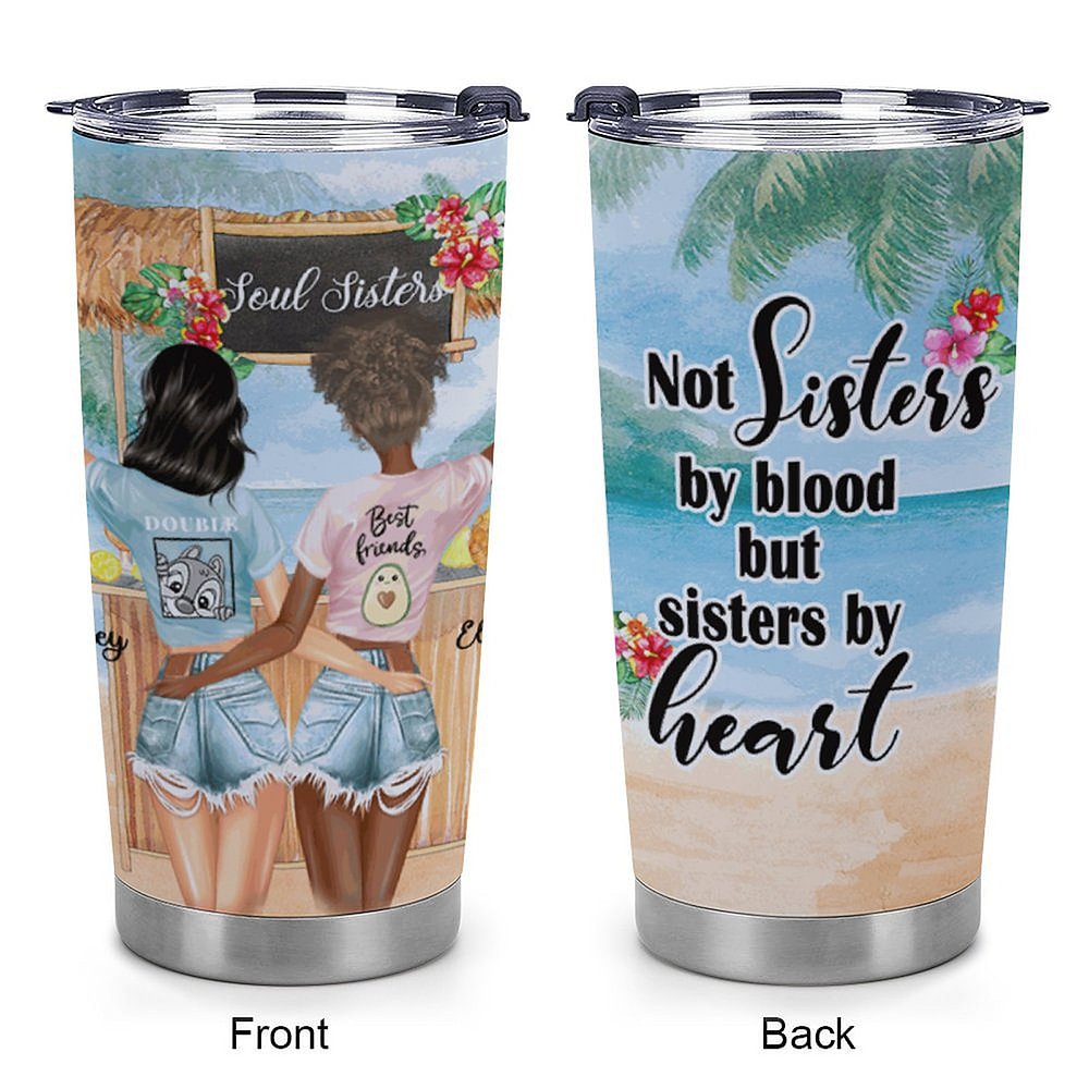 Vaso personalizado Seaside Vacation Travel With My Sister By Heart 20oz Vaso regalo para amigo uso diario 6