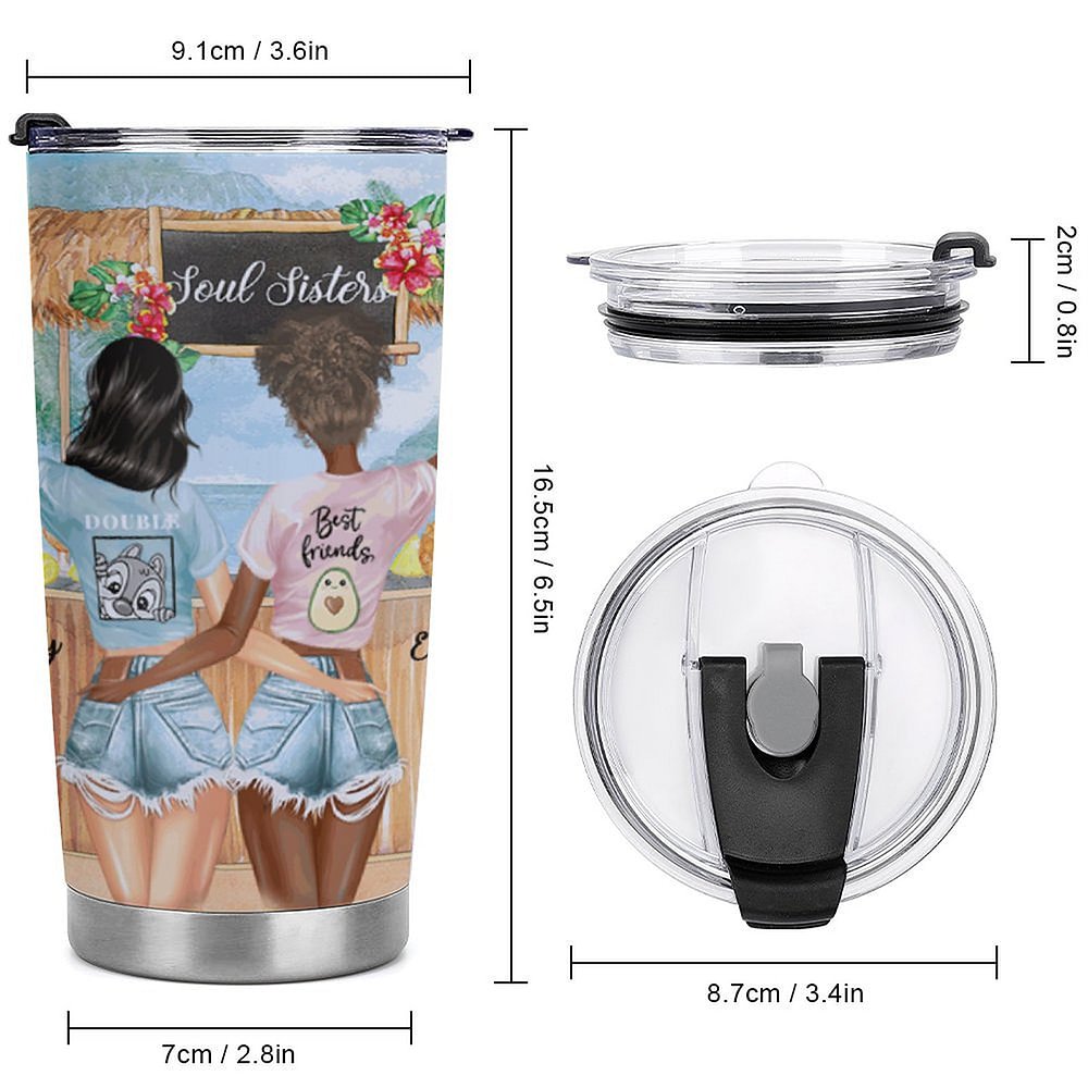 Vaso personalizado Seaside Vacation Travel With My Sister By Heart 20oz Vaso regalo para amigo uso diario 7