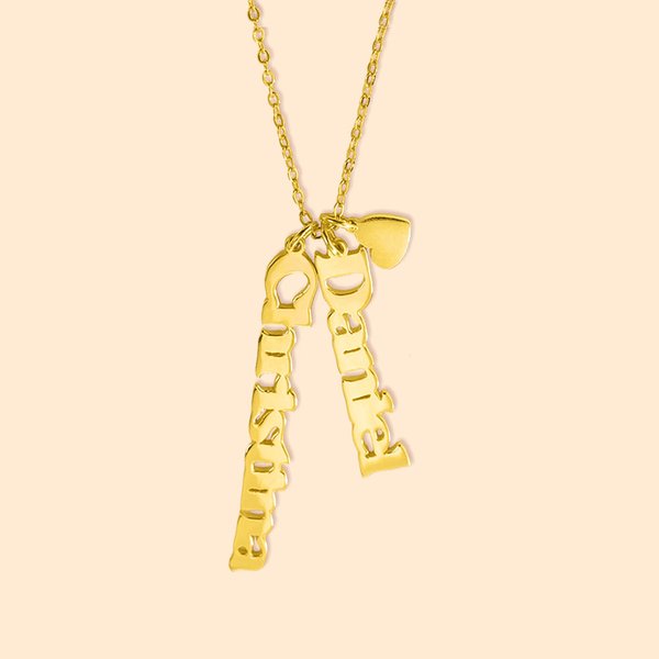 Gepersonaliseerde verticale 1-4 naam ketting Sterling zilveren bengelen naam ketting minimalistisch met hart charme cadeau voor haar