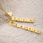 Personalisierte vertikale 1-4 Name Halskette Sterling Silber baumeln Namen Halskette Minimalist mit Herz Charme Geschenk für sie