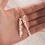 Personalisierte vertikale 1-4 Name Halskette Sterling Silber baumeln Namen Halskette Minimalist mit Herz Charme Geschenk für sie